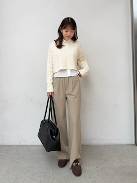 「Mila Owen（ミラオーウェン）のアイテム（その他パンツ）」を使った、Mila Owenさん（レディース・162cm）の秋コーディネート