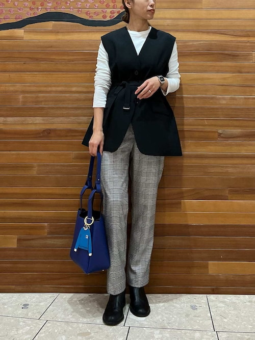 セール】共ベルト付きオーバーサイズノーカラーベスト（その他アウター