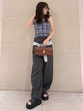 「シャツブラウス」｜Mila Owenさん（レディース・155cm）の夏コーディネート
