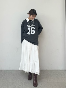 「Mila Owen（ミラオーウェン）のアイテム」を使った、Mila Owenさん（レディース・155cm）の秋コーディネート