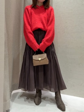 「Mila Owen（ミラオーウェン）のアイテム（ブーツ）」を使った、Mila Owenさん（レディース・155cm）の冬コーディネート