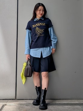 「シャツブラウス」｜Mila Owenさん（レディース・156cm）の春コーディネート