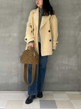 「アイテム（ポロシャツ）」を使った、Mila Owenさん（レディース・159cm）の秋コーディネート