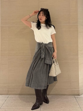 「シャツブラウス」｜Mila Owenさん（レディース・155cm）の春コーディネート