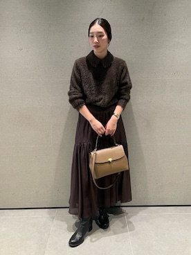 「Mila Owen（ミラオーウェン）のアイテム（ブーツ）」を使った、Mila Owenさん（レディース・158cm）の冬コーディネート