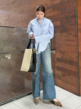 「シャツブラウス」｜Mila Owenさん（レディース・165cm）の春コーディネート