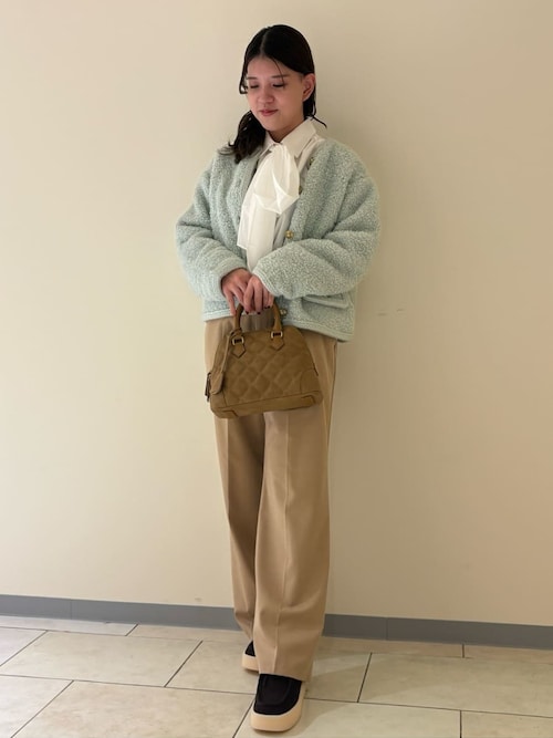 セール】金釦テディラメニットジャケット（ノーカラージャケット