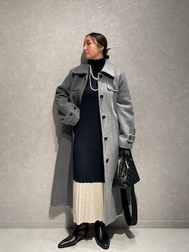 「アイテム（ワンピース、ブルー系）」を使った、Mila Owenさん（レディース・150cm）の秋コーディネート