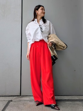 「シャツブラウス」｜Mila Owenさん（レディース・156cm）の春コーディネート