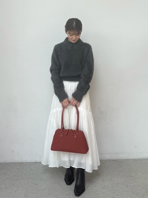 セール】【セットアイテム】衿付きニットティアードスカートコーデSET