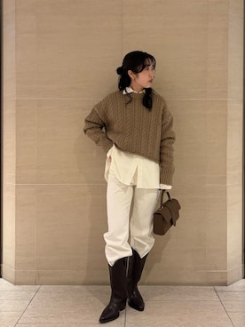 「シャツブラウス」｜Mila Owenさん（レディース・155cm）の冬コーディネート