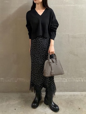 「Mila Owen（ミラオーウェン）のアイテム（ニット/セーター）」を使った、Mila Owenさん（レディース・158cm）の秋コーディネート