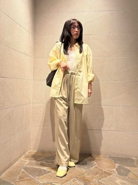 「シャツブラウス」｜Mila Owenさん（レディース・155cm）の春コーディネート