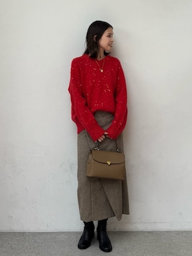 「Mila Owen（ミラオーウェン）のアイテム（ブーツ）」を使った、Mila Owenさん（レディース・165cm）の冬コーディネート