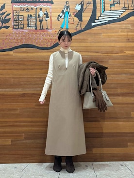 「マキシワンピース」｜Mila Owenさん（レディース・153cm）の冬コーディネート