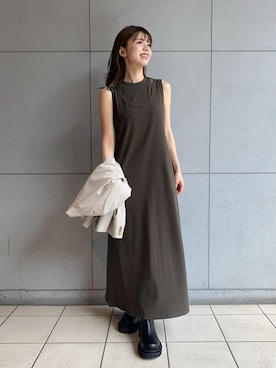 「ロングワンピース」｜「アイテム（テーラードジャケット）」を使った、Mila Owenさん（レディース・158cm）の夏コーディネート