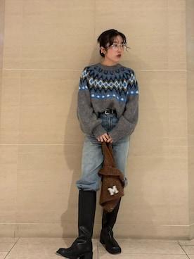 「Mila Owen（ミラオーウェン）のアイテム（ブーツ）」を使った、Mila Owenさん（レディース・155cm）の冬コーディネート