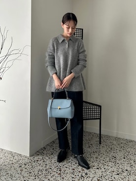 「アイテム（ポロシャツ）」を使った、Mila Owenさん（レディース・158cm）の秋コーディネート