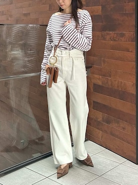 「Mila Owen（ミラオーウェン）のアイテム（Tシャツ/カットソー）」を使った、Mila Owenさん（レディース・159cm）の冬コーディネート