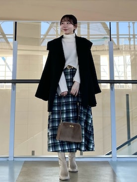 「Mila Owen（ミラオーウェン）のアイテム（ブーツ）」を使った、Mila Owenさん（レディース・161cm）の冬コーディネート