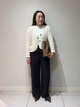 「Mila Owen（ミラオーウェン）のアイテム（Tシャツ/カットソー）」を使った、Mila Owenさん（レディース・155cm）の冬コーディネート