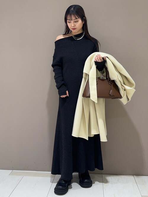 andmary オフショルダーリブニットワンピース 新品未使用】styling/ オフショルダーリブニットワンピース