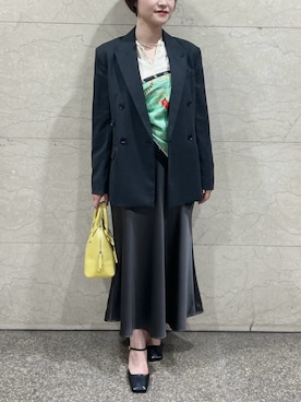 「Mila Owen（ミラオーウェン）の刺繍スカラヘンリーネックニット（ニット/セーター、ホワイト系）」を使った、Mila Owenさんの春コーディネート