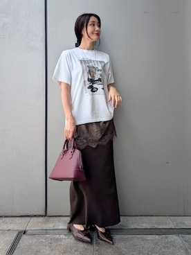 「Mila Owen（ミラオーウェン）のアイテム（デニムパンツ）」を使った、Mila Owenさん（レディース・156cm）の夏コーディネート