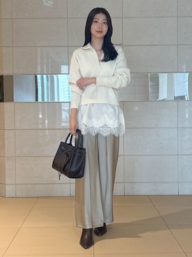 「Mila Owen（ミラオーウェン）のアイテム（その他パンツ）」を使った、Mila Owenさん（レディース・169cm）の冬コーディネート
