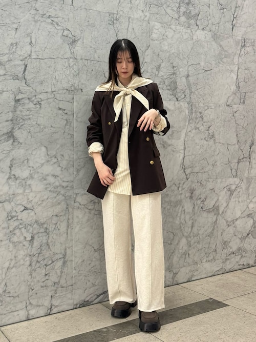 チェック金釦ダブルブレストロングブレザー　Mila Owen ミラ オーウェン Mila Owen チェック金釦ダブルブレストロングブレザー