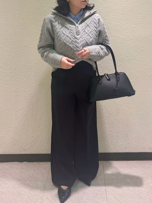 セール】アランブークレーハーフジップニットプルオーバー（ニット