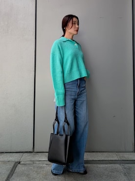 「アイテム（ポロシャツ）」を使った、Mila Owenさん（レディース・156cm）の秋コーディネート