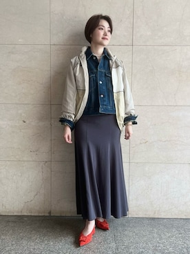 「Mila Owen（ミラオーウェン）のフレアＧジャン（デニムジャケット、ブルー系）」を使った、Mila Owenさんの春コーディネート