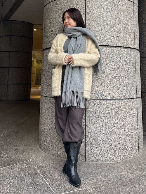 金釦ラメシャギーツイードニットジャケット（ノーカラージャケット