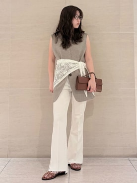 「Mila Owen（ミラオーウェン）のアイテム（デニムパンツ）」を使った、Mila Owenさん（レディース・155cm）の夏コーディネート
