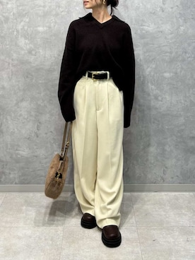 「Mila Owen（ミラオーウェン）のアイテム（ブーツ）」を使った、Mila Owenさん（レディース・155cm）の冬コーディネート