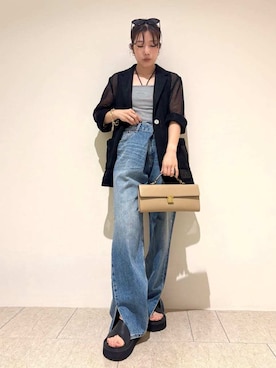 「シャツブラウス」｜Mila Owenさん（レディース・155cm）の夏コーディネート