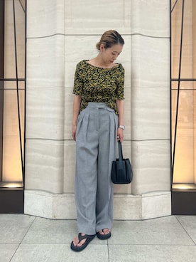 「秋先取りコーデ」｜「アイテム（バッグ）」を使った、Mila Owenさん（レディース・158cm）の夏コーディネート