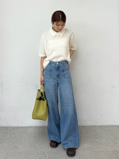 パッチポケットデザインバギーデニムパンツ（デニムパンツ）｜Mila