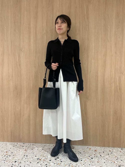 セール】【セットアイテム】ポロ衿ニットタックフレアスカートコーデ