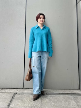 「アイテム（ポロシャツ）」を使った、Mila Owenさん（レディース・165cm）の秋コーディネート