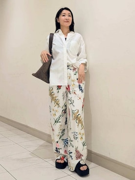 「シャツブラウス」｜Mila Owenさん（レディース・156cm）の夏コーディネート