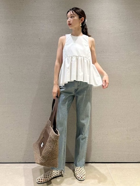 「ストレートパンツ」｜Mila Owenさん（レディース・159cm）の夏コーディネート