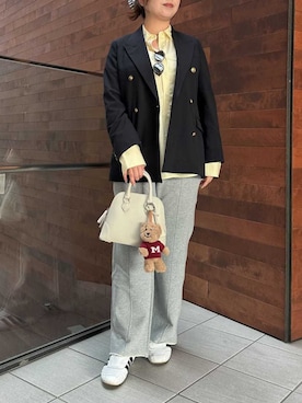 「Mila Owen（ミラオーウェン）の金釦ダブルブレストロングブレザー（テーラードジャケット、ブルー系）」を使った、Mila Owenさんの春コーディネート