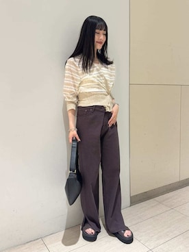 「Mila Owen（ミラオーウェン）のアイテム（デニムパンツ）」を使った、Mila Owenさん（レディース・163cm）の夏コーディネート
