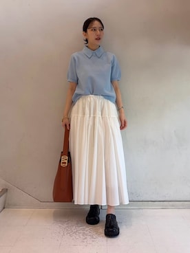 「フレアスカート」｜Mila Owenさん（レディース・158cm）の春コーディネート