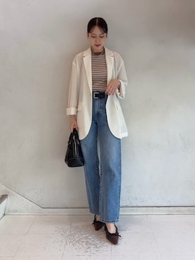 「Mila Owen（ミラオーウェン）のリボンスリングパンプス（パンプス、ブラウン系）」を使った、Mila Owenさんの春コーディネート