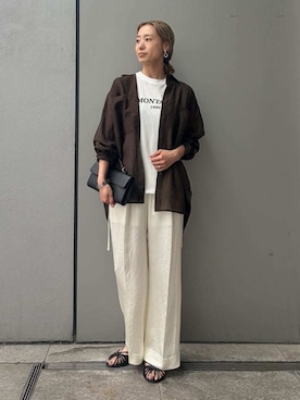 「アイテム（イヤリング、シルバー系）」を使った、Mila Owenさん（レディース・158cm）の夏コーディネート