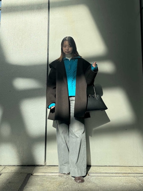 セール】共ベルト付きビックカラーミディ丈コート（ステンカラーコート