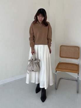 「Mila Owen（ミラオーウェン）のアイテム（ニット/セーター）」を使った、Mila Owenさん（レディース・162cm）の秋コーディネート